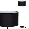 Lampa stojąca Magni Czarna z Czarnym Lnianym abażurem