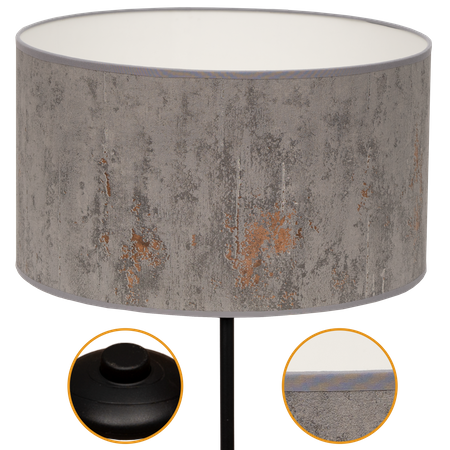 Lampa stojąca Magni Czarna z Szarym Concret abażurem