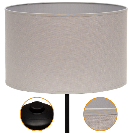 Lampa stojąca Magni Czarna z Szary Vlora abażurem