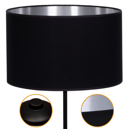 Lampa stojąca Magni Czarna z Czarno srebrnym abażurem
