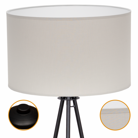 Lampa podłogowa Trigni czarna z jasnoszarym abażurem