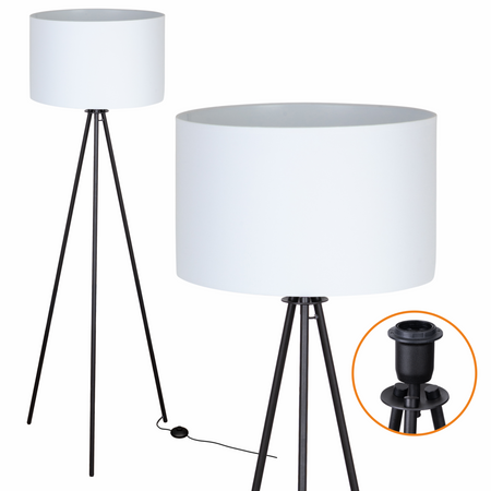 Lampa podłogowa Trigni czarna z białym abażurem