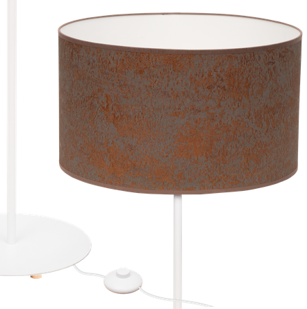 Lampa stojąca Magni Biała z Brązowym Concret abażurem