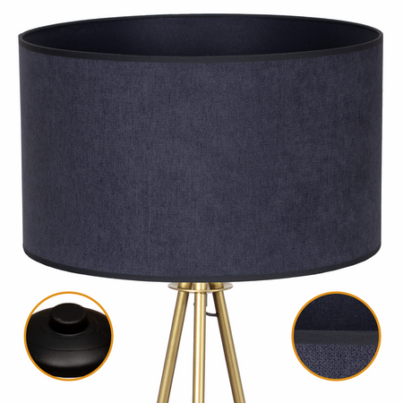 Lampa podłogowa Trigni złota mat z antracytowym SOFT abażurem