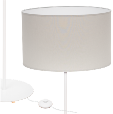 Lampa stojąca Magni Biała z Jasnoszarym abażurem