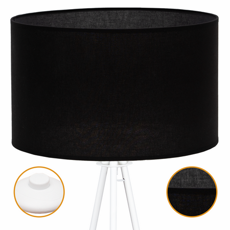 Lampa podłogowa Trigni biała z czarnym abażurem