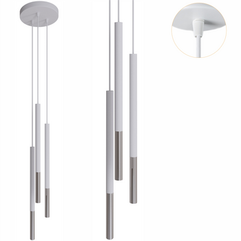 Lampy wiszące Frey biało - srebrne