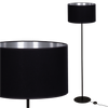 Lampa stojąca Magni Czarna z Czarno srebrnym abażurem