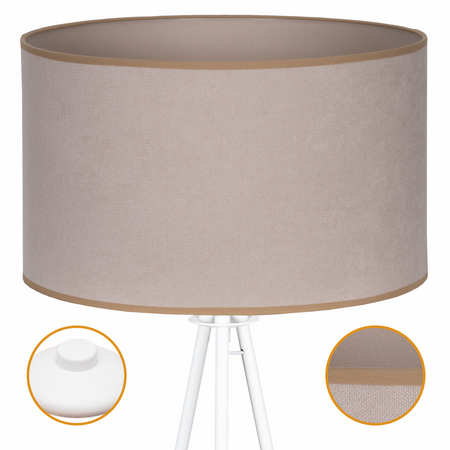 Lampa podłogowa Trigni biała z jasno beżowym SOFT abażurem