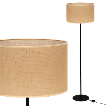 Lampa stojąca Magni Czarna z Jutowym naturalnym abażurem