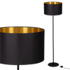 Lampa stojąca Magni Czarna z Czarno złotym abażurem