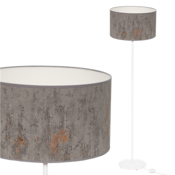 Lampa stojąca Magni Biała z Szarym Concret abażurem