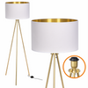 Lampa podłogowa Trigni złota mat z biało złotym abażurem