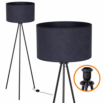 Lampa podłogowa Trigni czarna z antracytowym SOFT abażurem