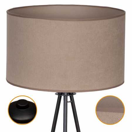 Lampa podłogowa Trigni czarna z beżowym SOFT abażurem