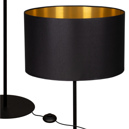 Lampa stojąca Magni Czarna z Czarno złotym abażurem
