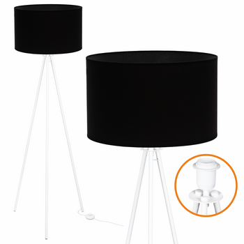 Lampa podłogowa Trigni biała z czarnym VLORA abażurem