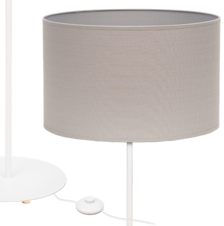 Lampa stojąca Magni Biała z Szary Vlora abażurem