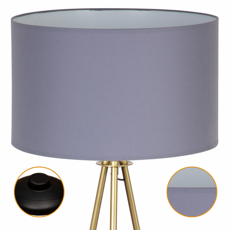 Lampa podłogowa Trigni złota mat z ciemnoszarym abażurem