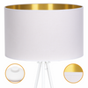 Lampa podłogowa Trigni biała z biało złotym abażurem