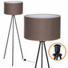 Lampa podłogowa Trigni czarna z brązowym LNIANYM abażurem