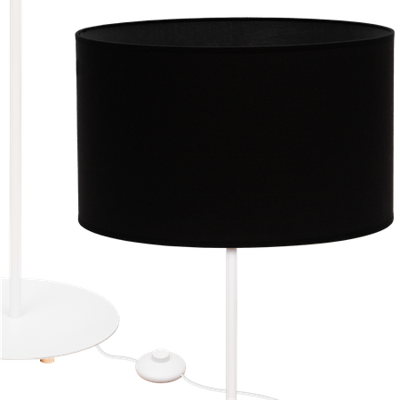 Lampa stojąca Magni Biała z Czarnym Vlora abażurem