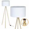 Lampa podłogowa Trigni złota mat z białym abażurem