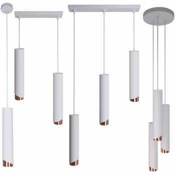 Lampy wiszące Bragi biało - miedziane