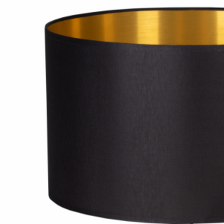 Lampa podłogowa Trigni czarna z czarno złotym abażurem