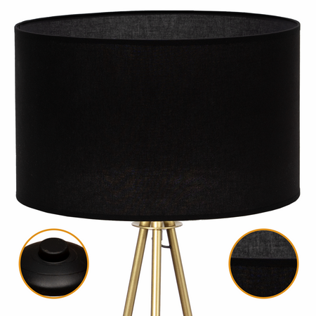 Lampa podłogowa Trigni złota mat z czarnym abażurem