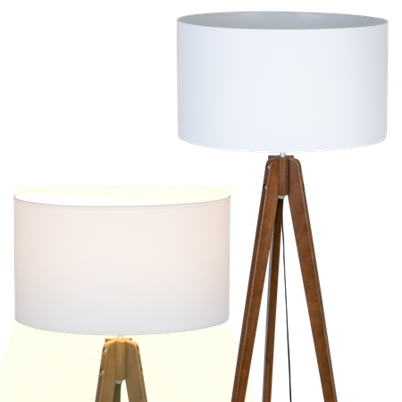 Lampa stojąca Wood z Białym abażurem