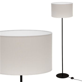 Lampa stojąca Magni Czarna z Jasnoszarym abażurem