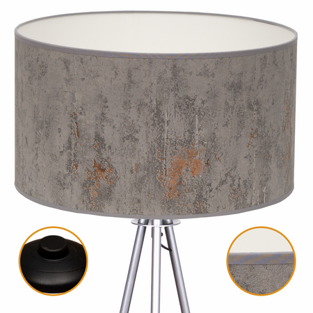 Lampa podłogowa Trigni srebrna z szarym CONCRET abażurem