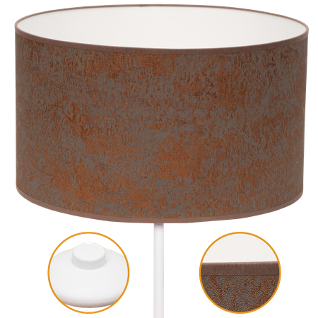 Lampa stojąca Magni Biała z Brązowym Concret abażurem