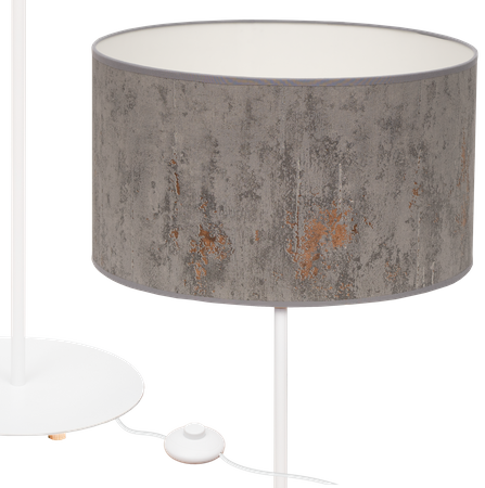 Lampa stojąca Magni Biała z Szarym Concret abażurem