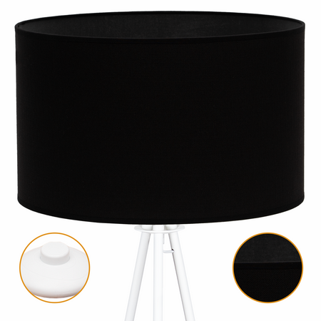 Lampa podłogowa Trigni biała z czarnym VLORA abażurem