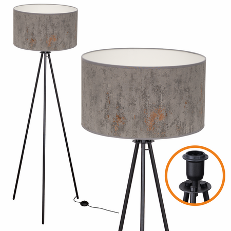 Lampa podłogowa Trigni czarna z szary CONCRET abażurem