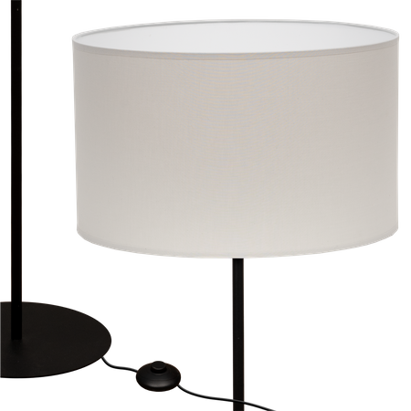 Lampa stojąca Magni Czarna z Jasnoszarym abażurem