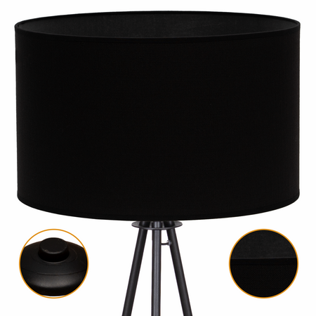 Lampa podłogowa Trigni czarna z czarnym VLORA abażurem