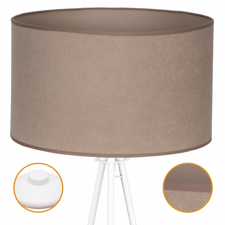 Lampa podłogowa Trigni biała z beżowym SOFT abażurem