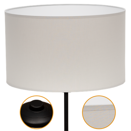 Lampa stojąca Magni Czarna z Jasnoszarym abażurem