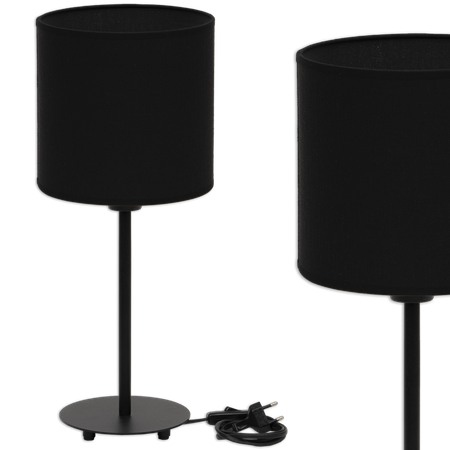 Lampka nocna Magni czarna z czarnym Vlora abażurem