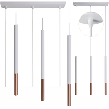 Lampy wiszące Frey biało - miedziane