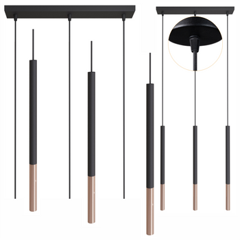 Lampy wiszące Frey czarno - miedziane