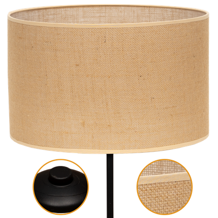 Lampa stojąca Magni Czarna z Jutowym naturalnym abażurem