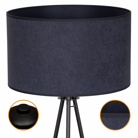 Lampa podłogowa Trigni czarna z antracytowym SOFT abażurem