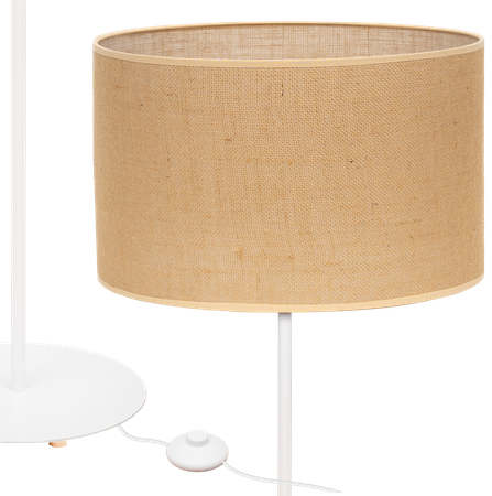 Lampa stojąca Magni Biała z Jutowym naturalnym abażurem