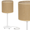 Lampka biurkowa Magni białą z jutowym naturalnym abażurem