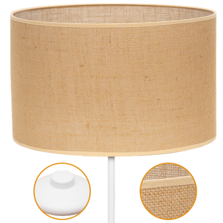 Lampa stojąca Magni Biała z Jutowym naturalnym abażurem