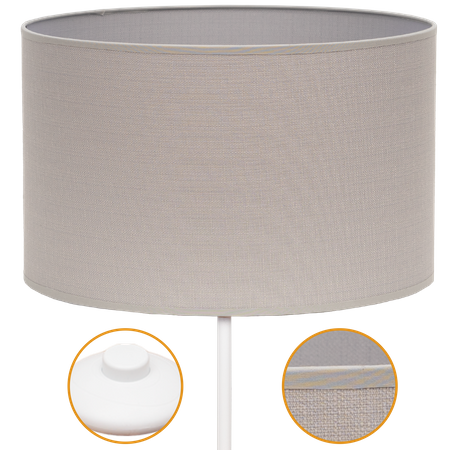 Lampa stojąca Magni Biała z Szary Vlora abażurem